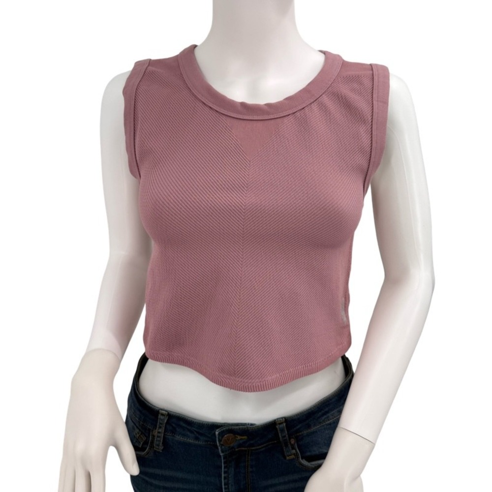 FREE PEOPLE MOVEMENT XL Free Throw Muscle Tank Crop Top Pink Ribbed Activewear